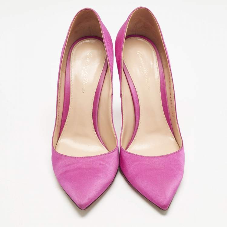 Pre Owned Gianvito Rossi Fuchsia Pink Satin Gianvito 105 Pointed Toe Pumps Size 39