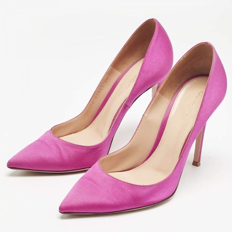 Pre Owned Gianvito Rossi Fuchsia Pink Satin Gianvito 105 Pointed Toe Pumps Size 39
