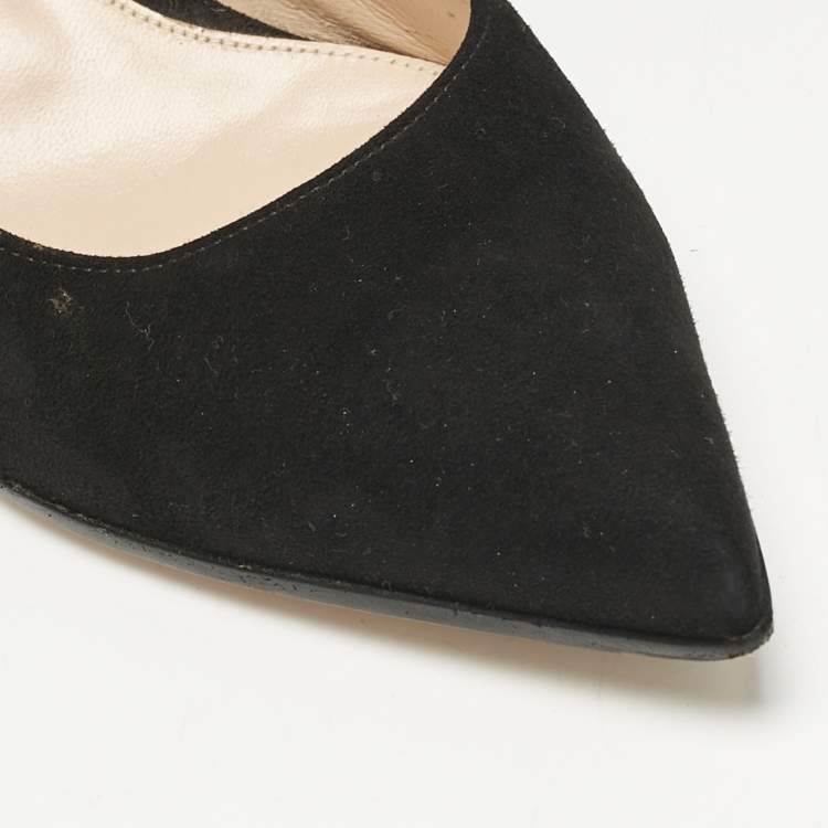 Pre Owned Gianvito Rossi Black Suede Pointed Toe Piper Block Heel Pumps Size 39