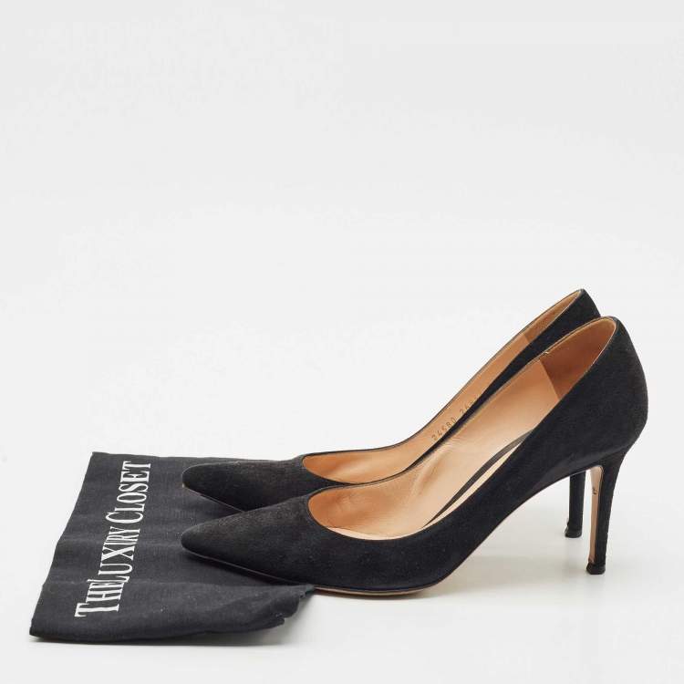 Pre Owned Gianvito Rossi Black Suede Gianvito 85 Pointed Toe Pumps Size 39