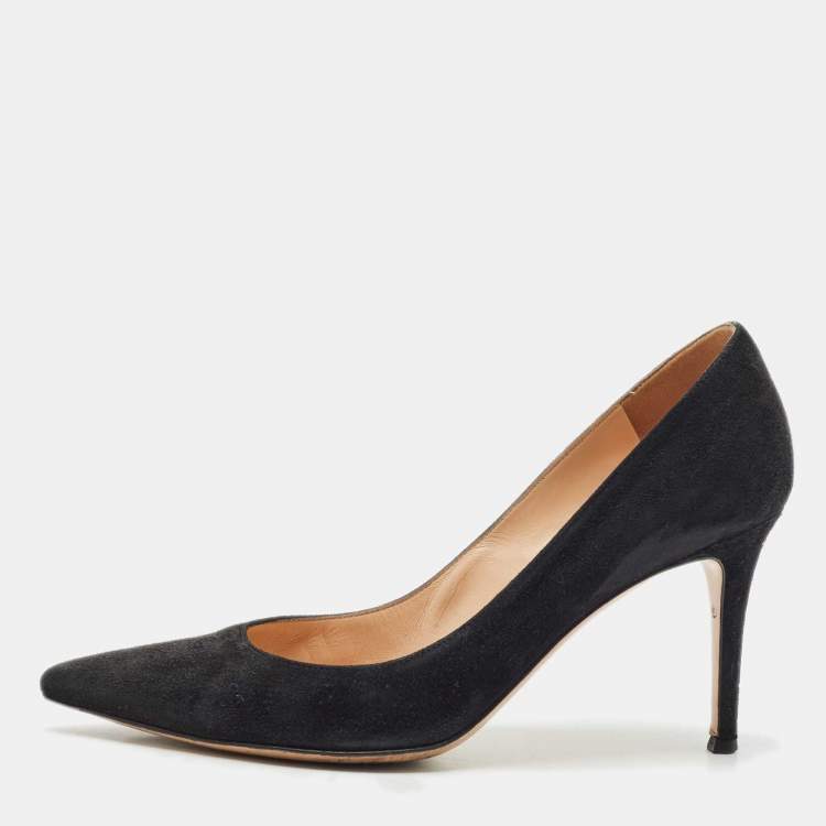 Pre Owned Gianvito Rossi Black Suede Gianvito 85 Pointed Toe Pumps Size 39
