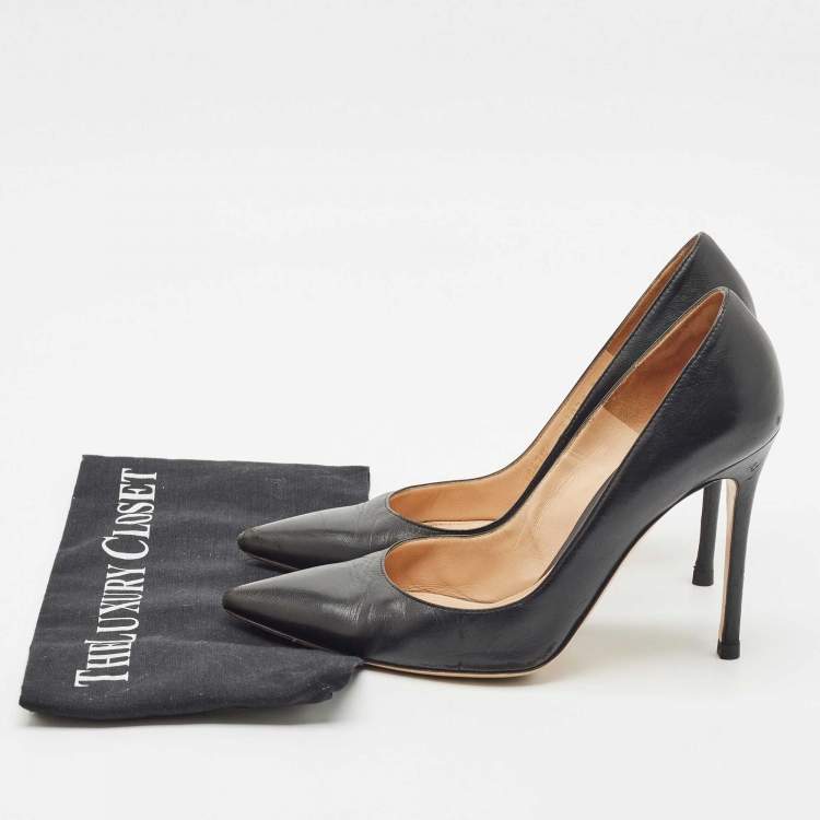 Pre Owned Gianvito Rossi Black Leather Gianvito 105 Pointed Toe Pumps Size 39