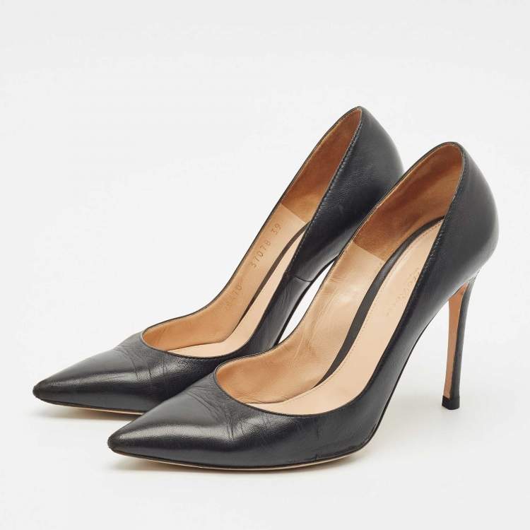 Pre Owned Gianvito Rossi Black Leather Gianvito 105 Pointed Toe Pumps Size 39