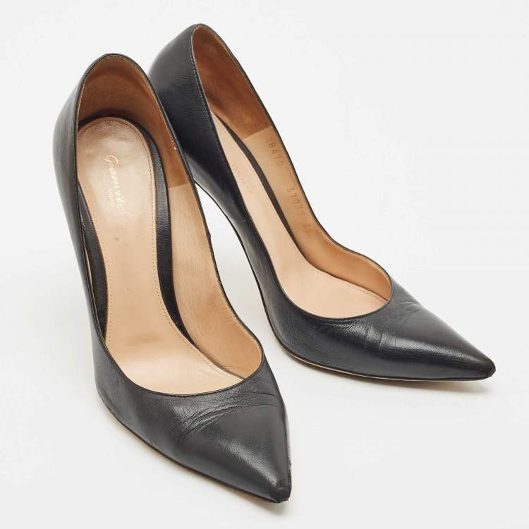 Pre Owned Gianvito Rossi Black Leather Gianvito 105 Pointed Toe Pumps Size 39