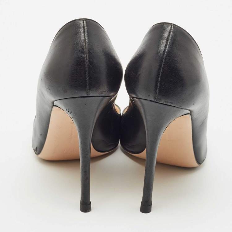 Pre Owned Gianvito Rossi Black Leather Gianvito 105 Pointed Toe Pumps Size 39