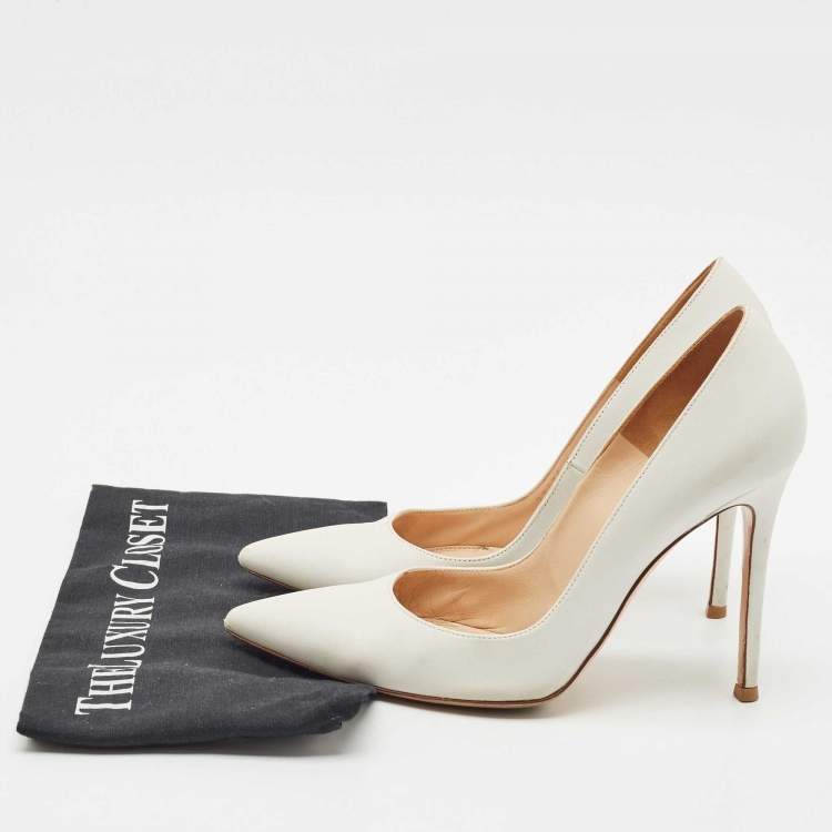 Pre Owned Gianvito Rossi White Leather Gianvito 105 Pointed Toe Pumps Size 39