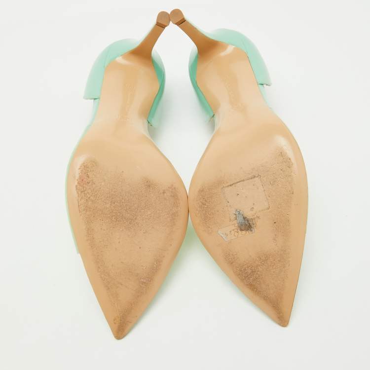 Pre Owned Gianvito Rossi Mint Green PVC and Patent Leather Bree Pumps Size 38.5