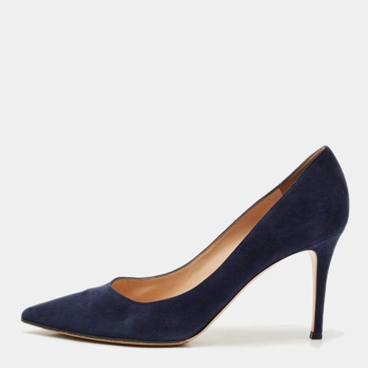Pre Owned Gianvito Rossi Black Suede Gianvito 85 Pointed Toe Pumps Size 40