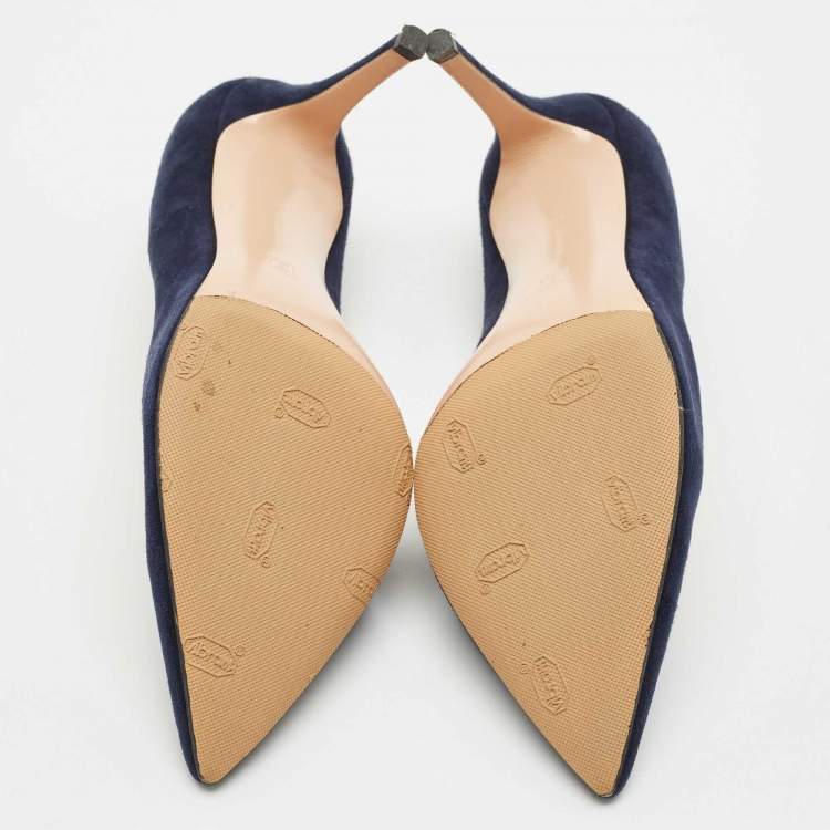 Pre Owned Gianvito Rossi Black Suede Gianvito 85 Pointed Toe Pumps Size 40