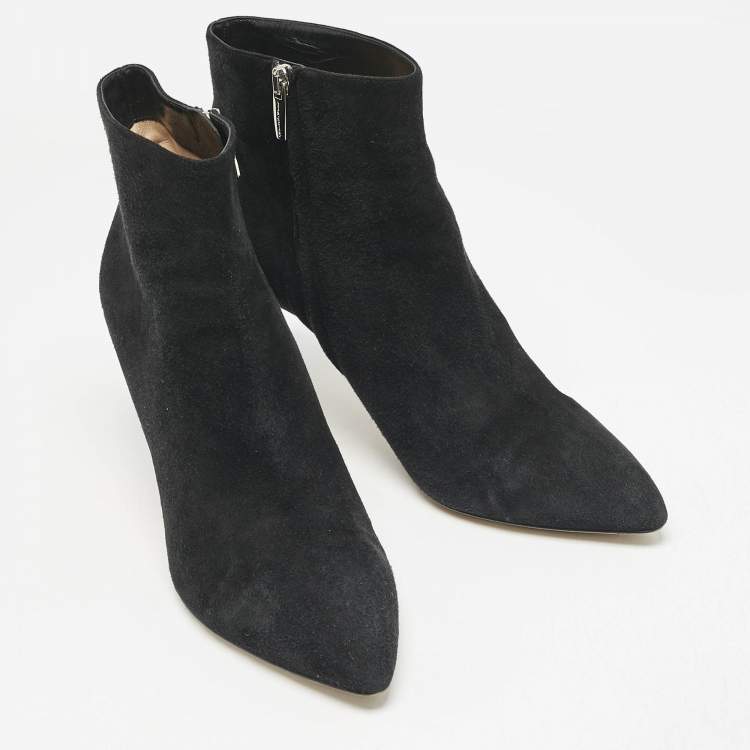 Pre Owned Gianvito Rossi Black Suede Ankle Length Boots Size 40.5