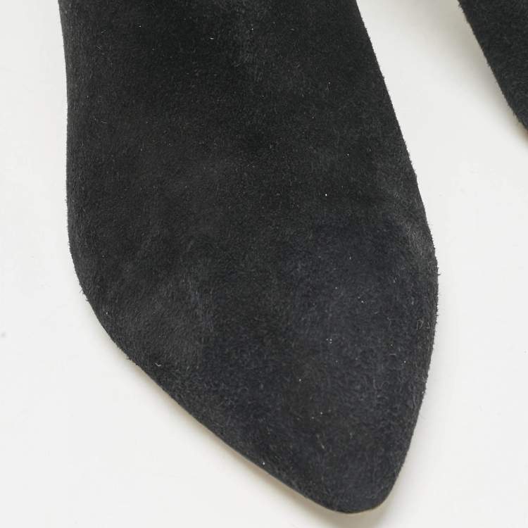 Pre Owned Gianvito Rossi Black Suede Ankle Length Boots Size 40.5