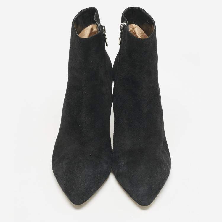 Pre Owned Gianvito Rossi Black Suede Ankle Length Boots Size 40.5