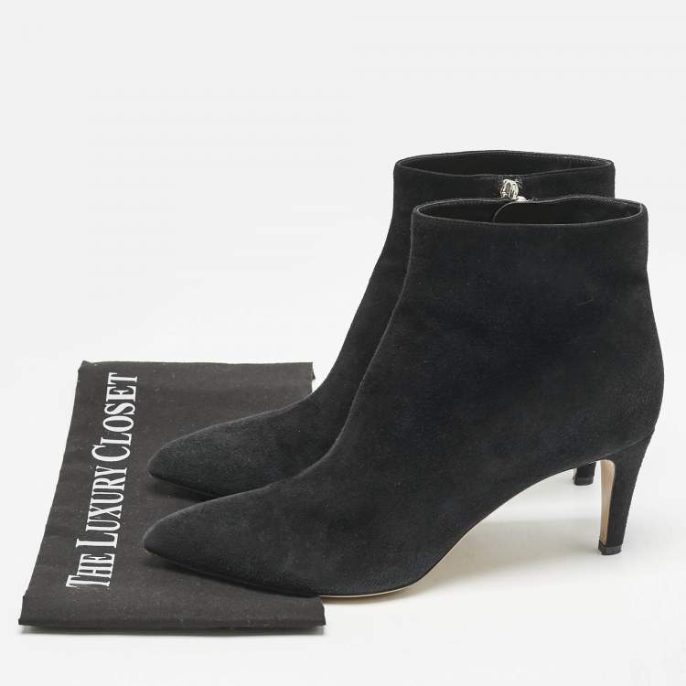 Pre Owned Gianvito Rossi Black Suede Ankle Length Boots Size 40.5