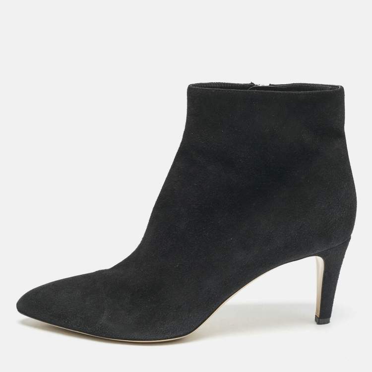 Pre Owned Gianvito Rossi Black Suede Ankle Length Boots Size 40.5