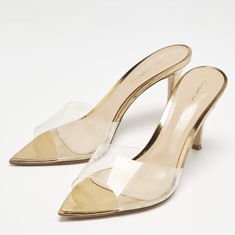 Pre Owned Gianvito Rossi Transparent PVC Elle Mules Size 38.5