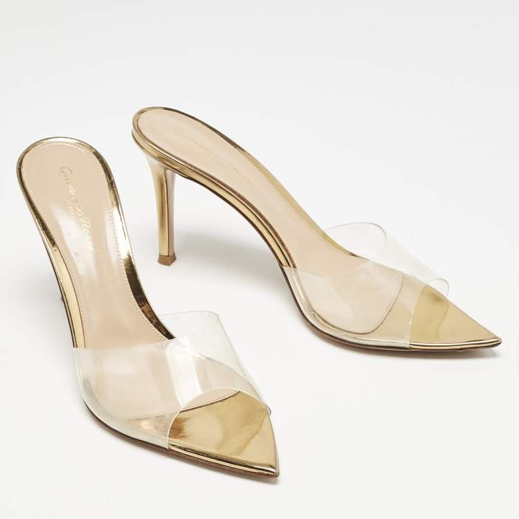 Pre Owned Gianvito Rossi Transparent PVC Elle Mules Size 38.5