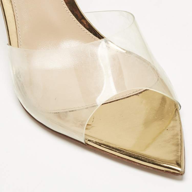 Pre Owned Gianvito Rossi Transparent PVC Elle Mules Size 38.5