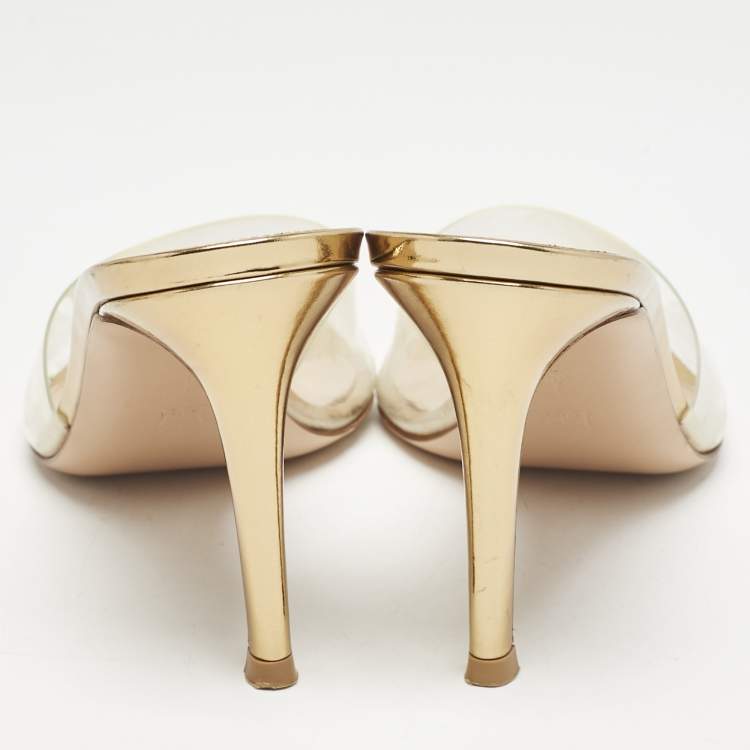 Pre Owned Gianvito Rossi Transparent PVC Elle Mules Size 38.5