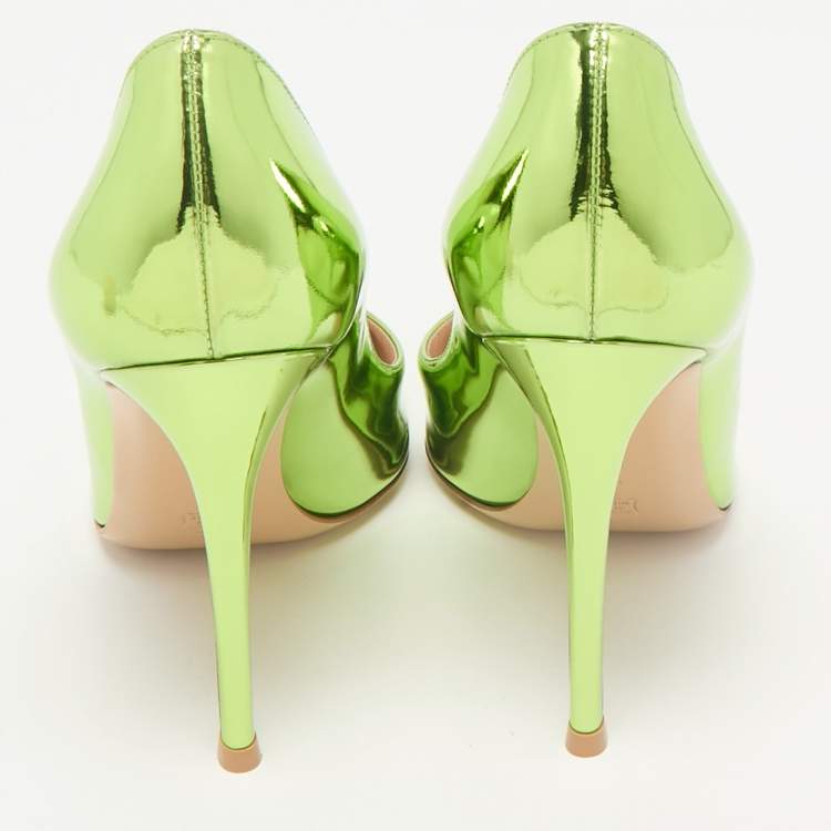 Pre Owned Gianvito Rossi Metallic Green Leather Gianvito Pumps Size 39.5