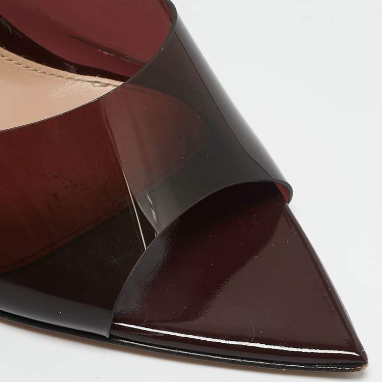 مملوكة مسبقًا Gianvito Rossi Brown PVC Elle Slide Sandals Size 34