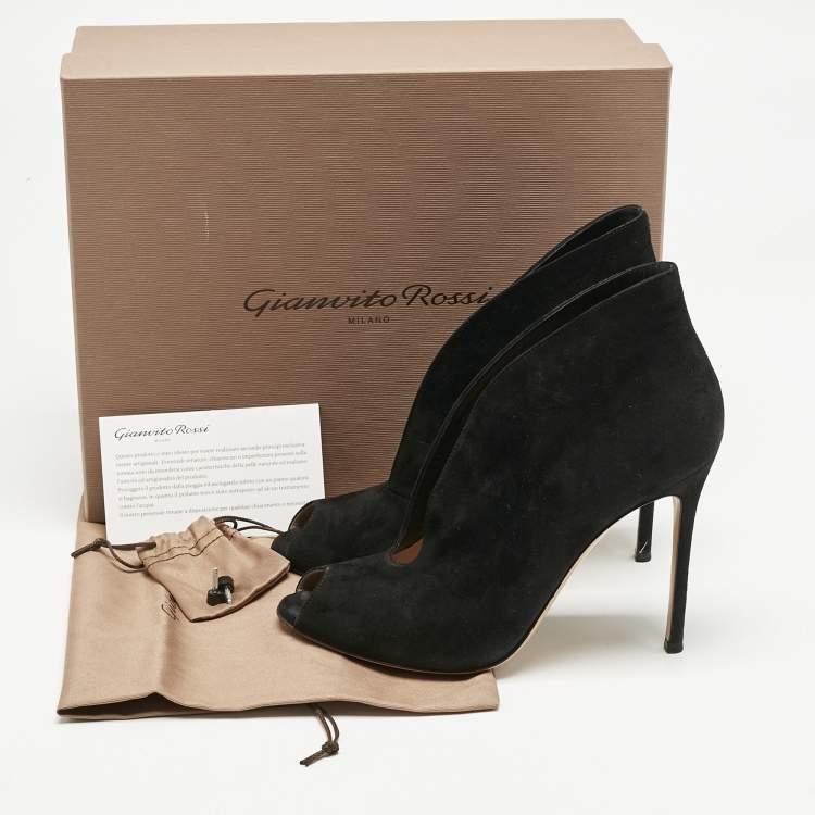 Pre Owned Gianvito Rossi Black Suede Vamp Booties Size 40