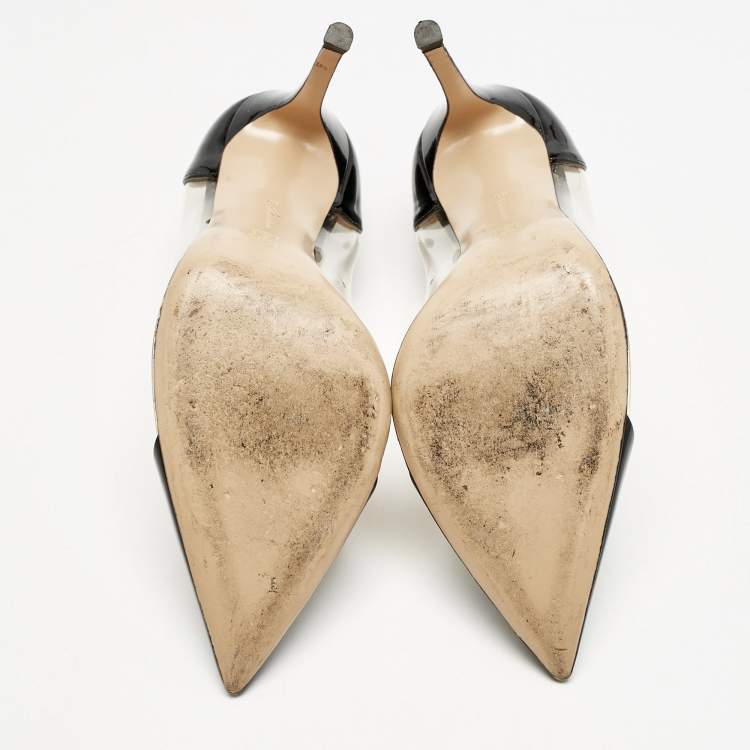 Pre Owned Gianvito Rossi Black Patent Leather and PVC Plexi Pumps Size 40