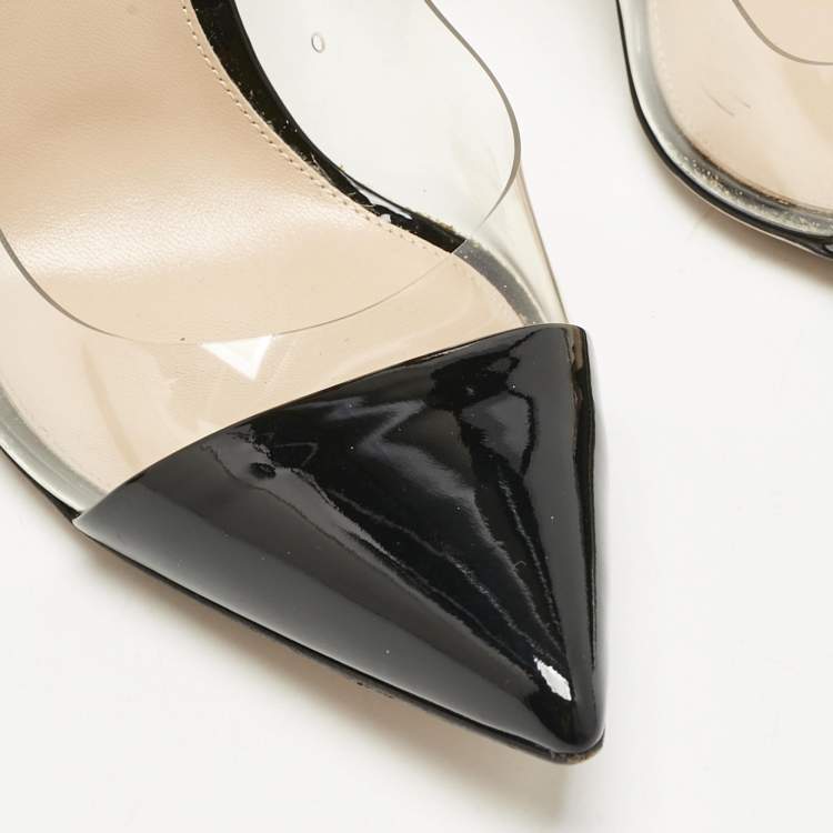 Pre Owned Gianvito Rossi Black Patent Leather and PVC Plexi Pumps Size 40