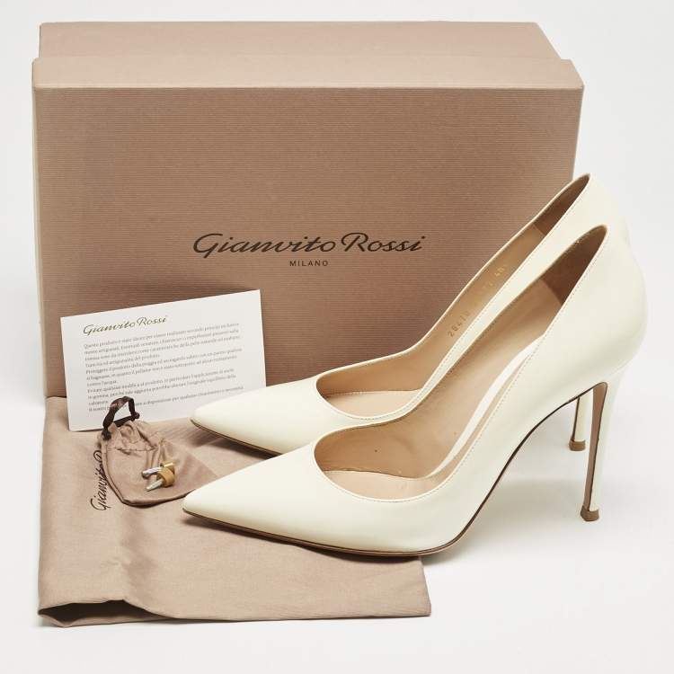 Pre Owned Gianvito Rossi Off White Patent Leather Gianvito Pumps Size 40.5