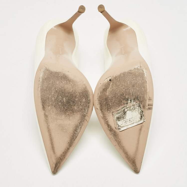 Pre Owned Gianvito Rossi Off White Patent Leather Gianvito Pumps Size 40.5