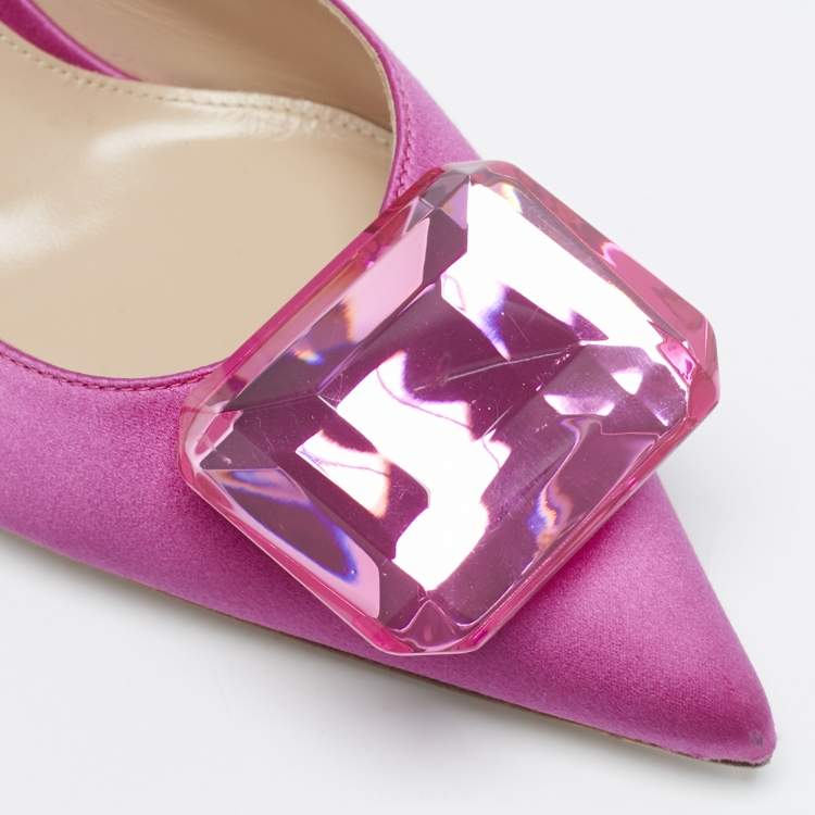 Pre Owned Gianvito Rossi Pink Satin Jaipur Heel Mules Size 39