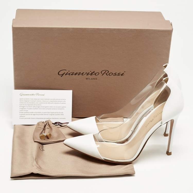 Pre Owned Gianvito Rossi White Leather and PVC Plexi Pumps Size 36