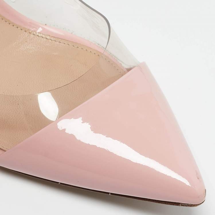 Pre Owned Gianvito Rossi Pink Leather and PVC Plexi Pumps Size 39