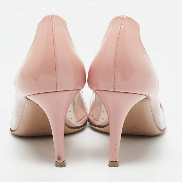 Pre Owned Gianvito Rossi Pink Leather and PVC Plexi Pumps Size 39