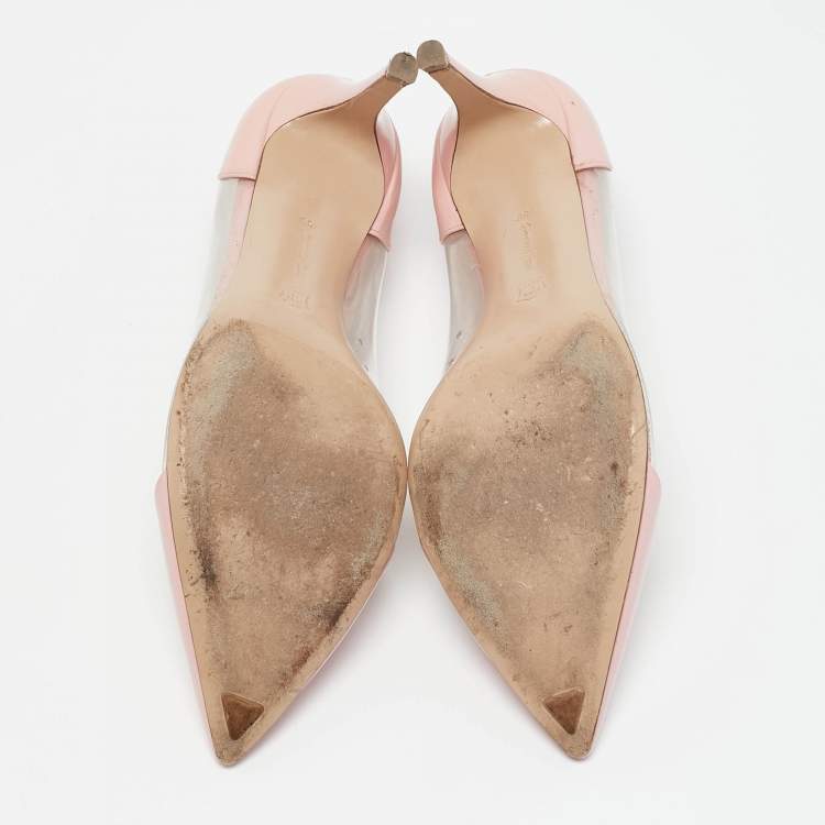 Pre Owned Gianvito Rossi Pink Leather and PVC Plexi Pumps Size 39