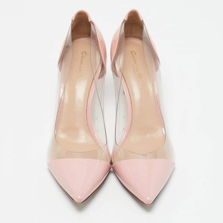 Pre Owned Gianvito Rossi Pink Leather and PVC Plexi Pumps Size 39
