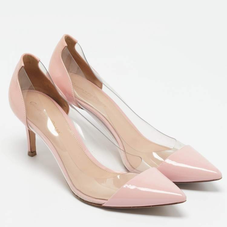 Pre Owned Gianvito Rossi Pink Leather and PVC Plexi Pumps Size 39
