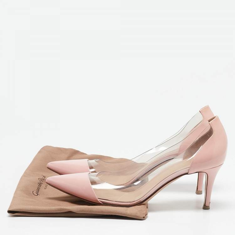 Pre Owned Gianvito Rossi Pink Leather and PVC Plexi Pumps Size 39