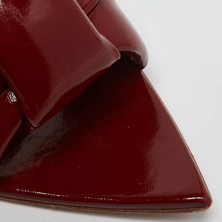 Pre Owned Gianvito Rossi Burgundy Leather Amour Mules Size 40.5