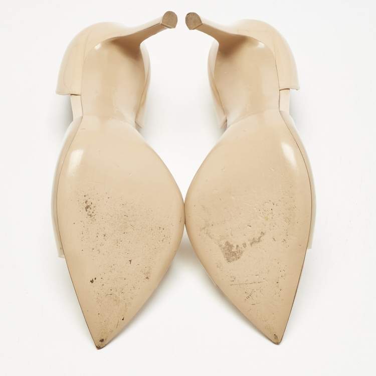 Pre Owned Gianvito Rossi Beige PVC and Patent Leather Bree Pumps Size 39