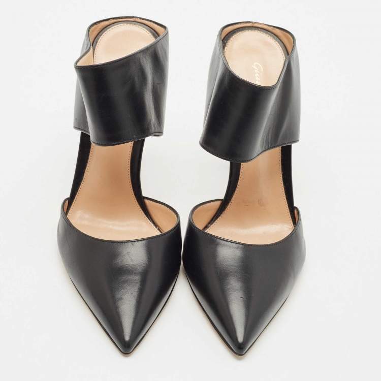 Pre Owned Gianvito Rossi Black Leather Mules Size 38