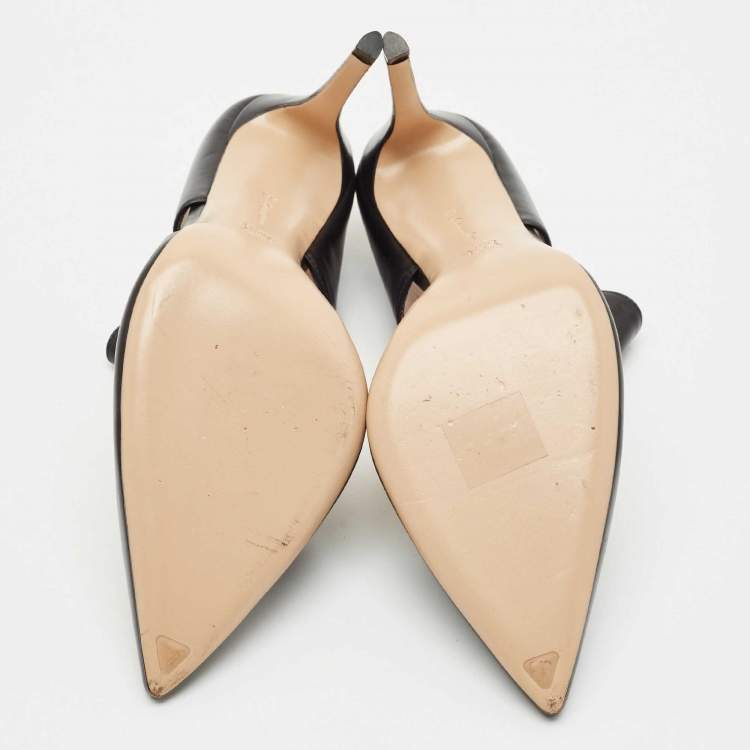 Pre Owned Gianvito Rossi Black Leather Mules Size 38