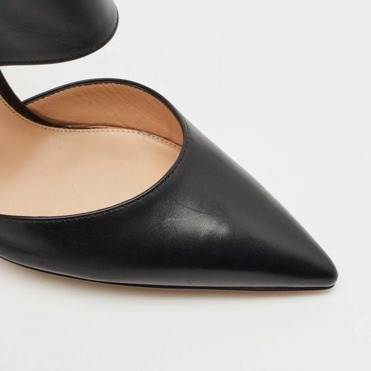 Pre Owned Gianvito Rossi Black Leather Mules Size 38