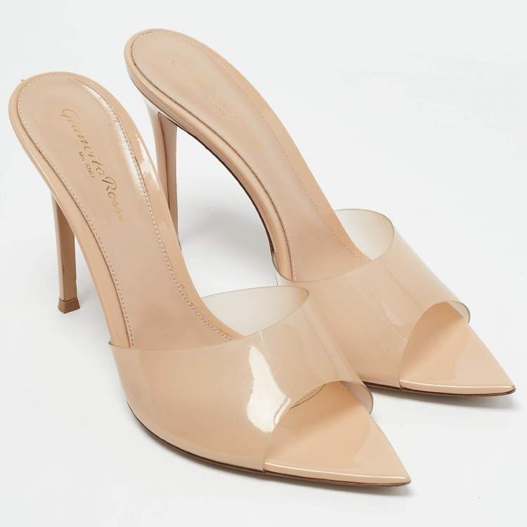 Pre Owned Gianvito Rossi Transparent PVC Elle Mules Size 39