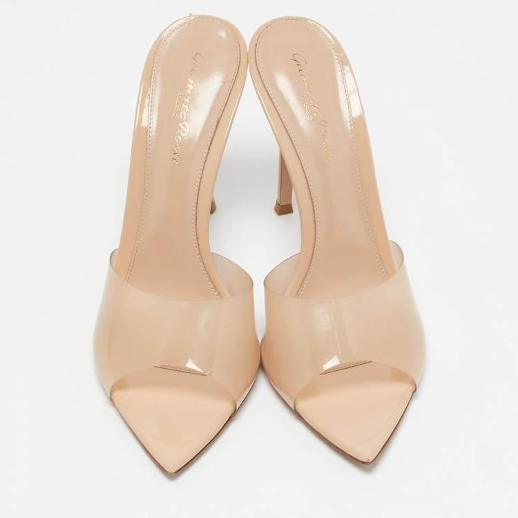 Pre Owned Gianvito Rossi Transparent PVC Elle Mules Size 39