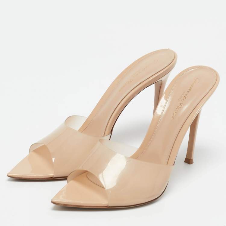 Pre Owned Gianvito Rossi Transparent PVC Elle Mules Size 39