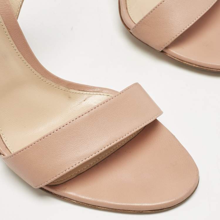 Pre Owned Gianvito Rossi Beige Leather Lennox Ankle Strap Sandals Size 40