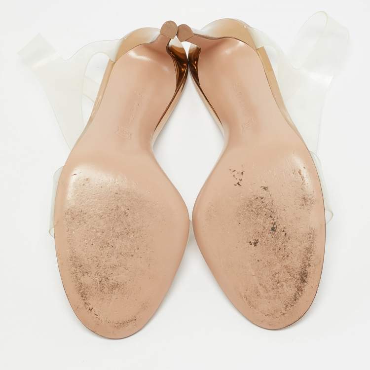Pre Owned Gianvito Rossi Transparent PVC Metropolis Ankle Strap Sandals Size 37.5