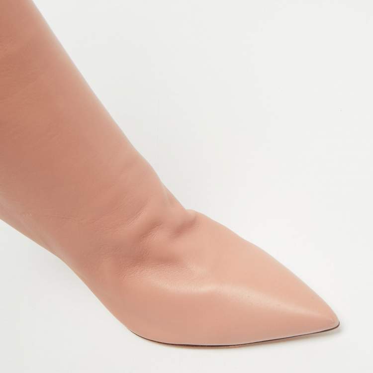 Pre Owned Gianvito Rossi Dusty Pink Leather Suzan Knee Length Boots Size 39