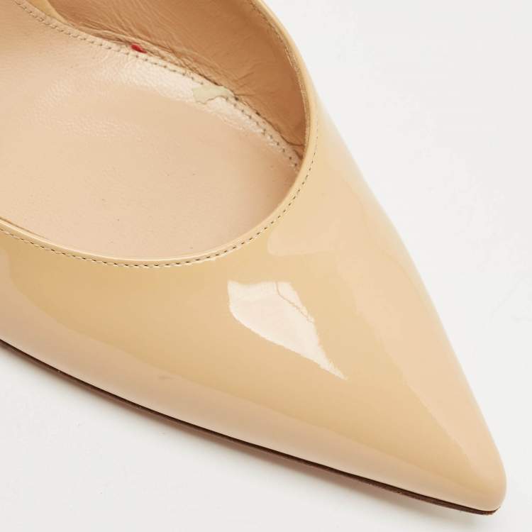 Pre Owned Gianvito Rossi Beige Patent Leather Gianvito Pointed Toe Pumps Size 41