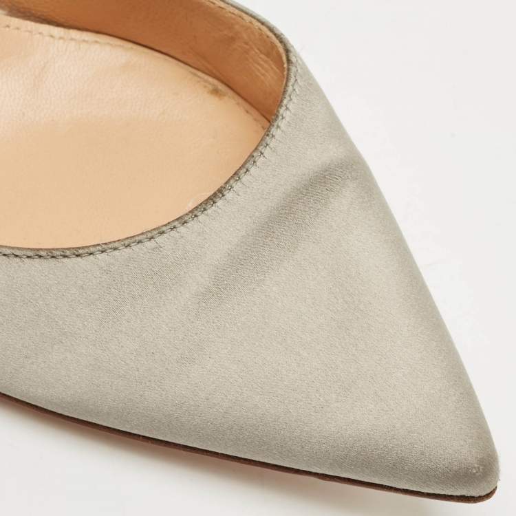 Pre Owned Gianvito Rossi Grey Satin Gianvito Pointed Toe Pumps Size 38.5